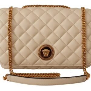 Bolso de Hombro Medusa de Cuero Nappa Blanco de Versace