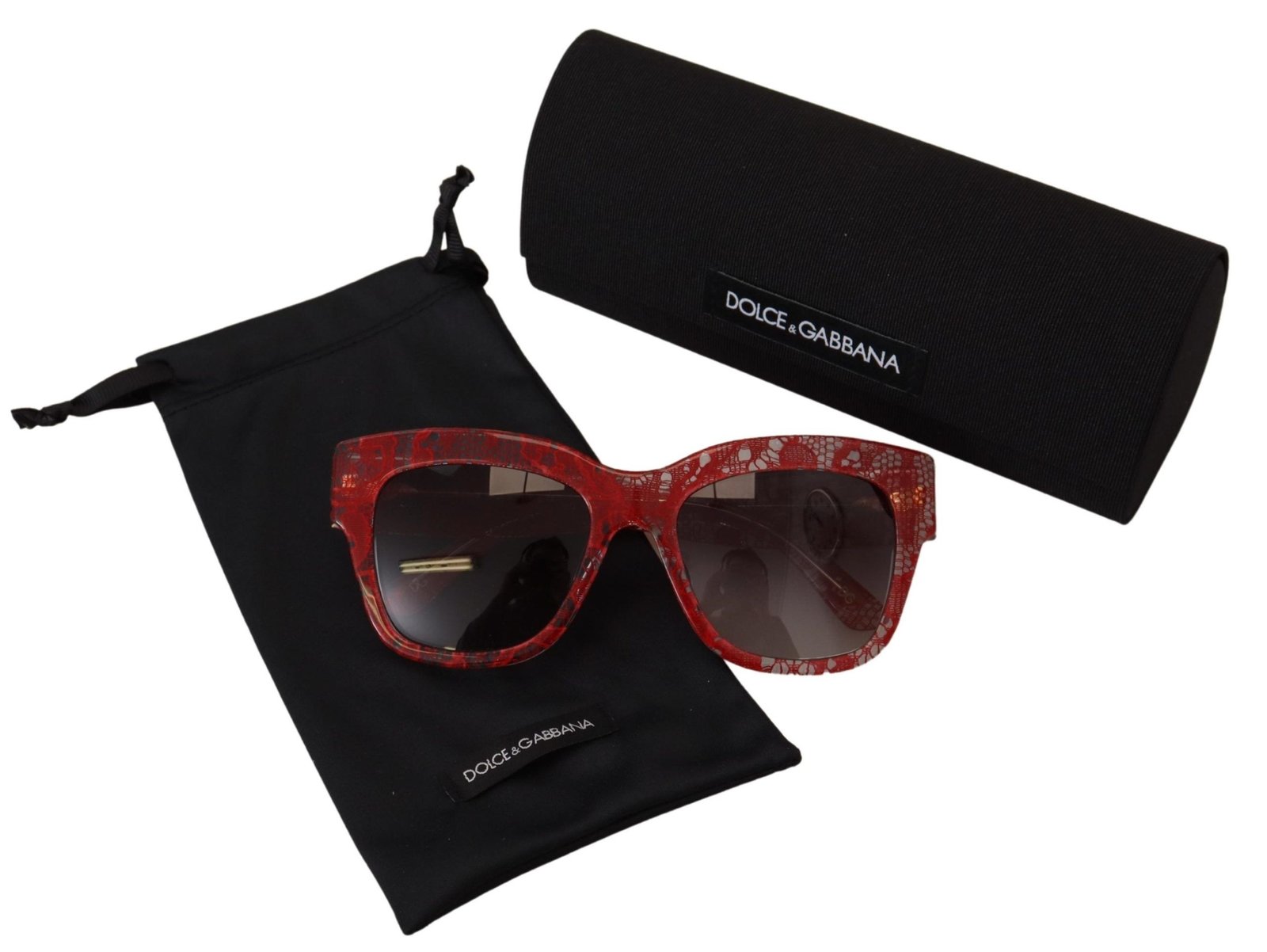 Gafas de sol Dolce & Gabbana con montura rectangular de acetato y encaje rojo DG4231F - Imagen 6