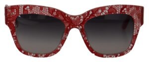 Gafas de sol Dolce & Gabbana con montura rectangular de acetato y encaje rojo DG4231F