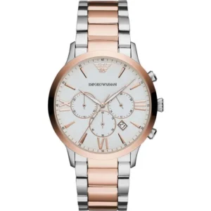Reloj Cronógrafo de Acero Plata y Bronce Emporio Armani