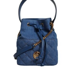 Bolso bandolera de piel vaquera azul de Versace