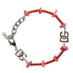 Pulsera de cadena con logotipo DG de resina y cuentas de latón en tono plateado de Dolce & gabbana