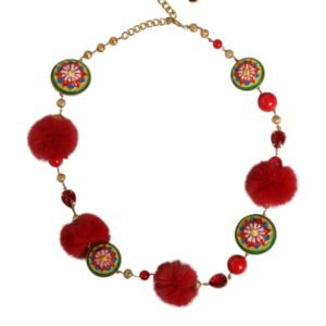 Cinturón de torero de piel roja, latón dorado y cristales de Dolce & gabbana