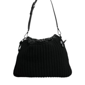 Bolso de hombro de piel de punto de cachemira negra de Dolce & gabbana