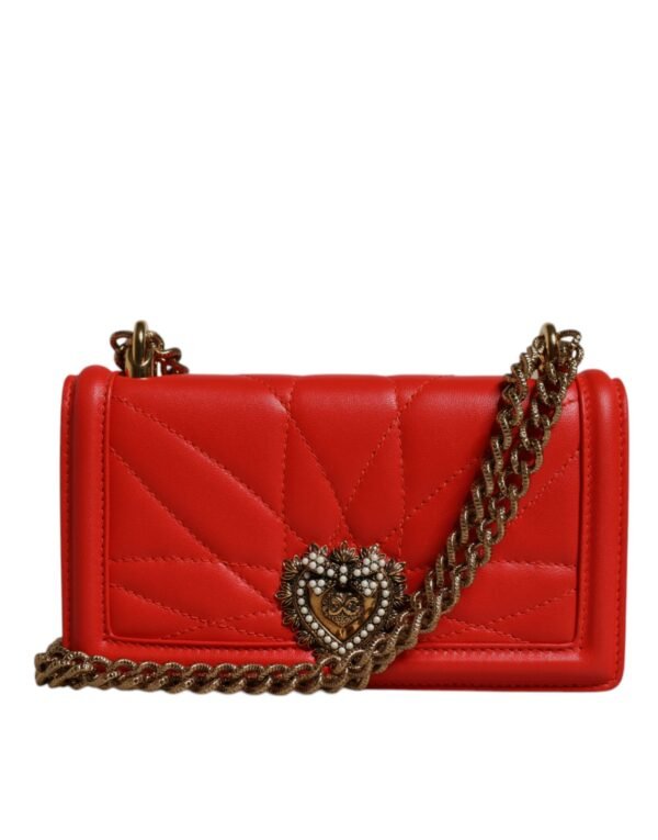 Bolso bandolera Dolce & Gabbana acolchado rojo Devotion con cadena para teléfono