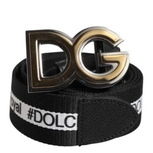 Cinturón Dolce & Gabbana de algodón negro con hebilla dorada y logotipo DG