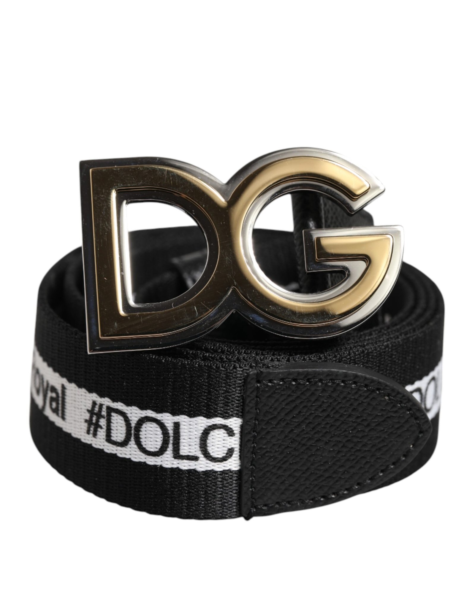 Cinturón Dolce & Gabbana de algodón negro con hebilla dorada y logotipo DG