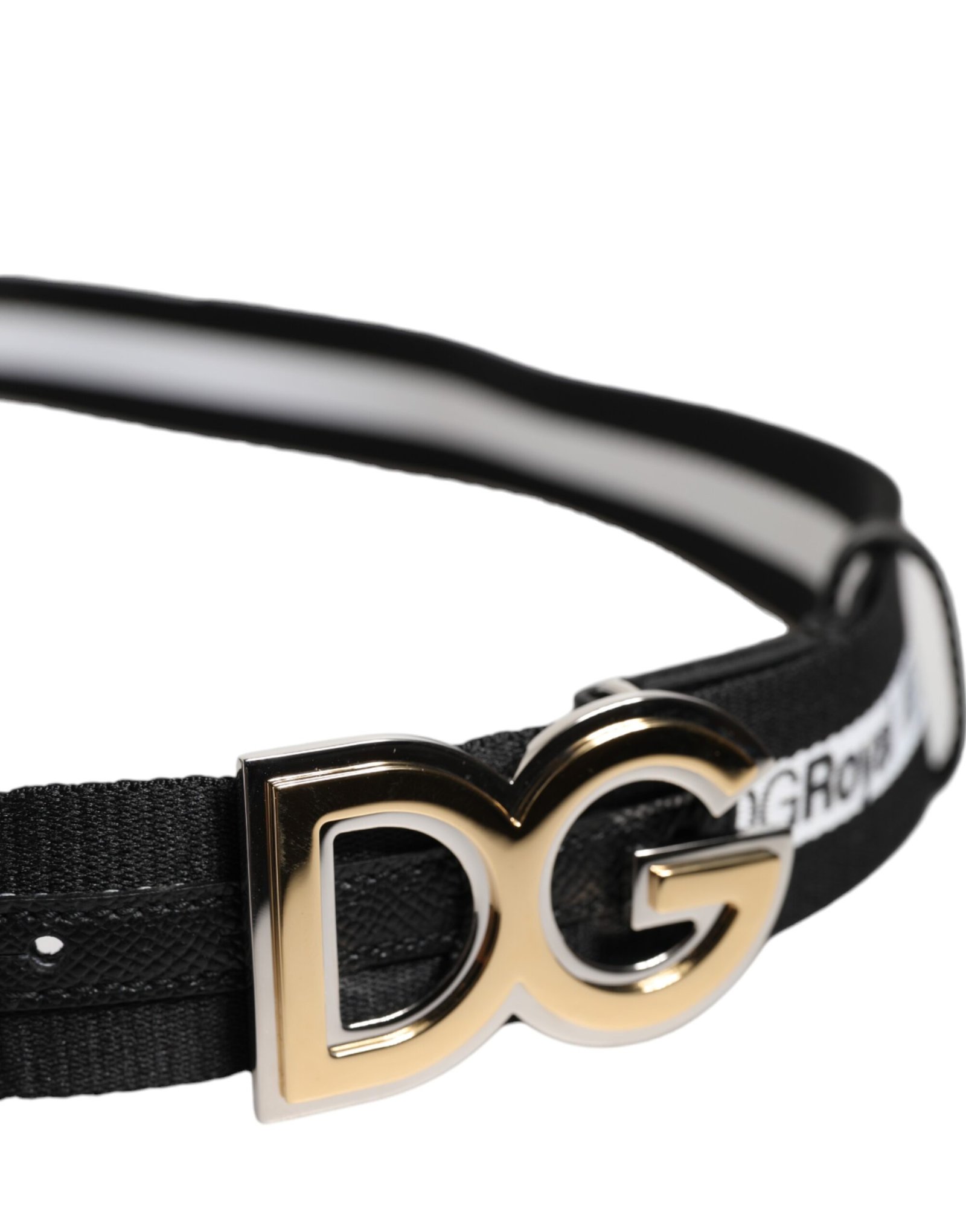Cinturón Dolce & Gabbana de algodón negro con hebilla dorada y logotipo DG - Imagen 4