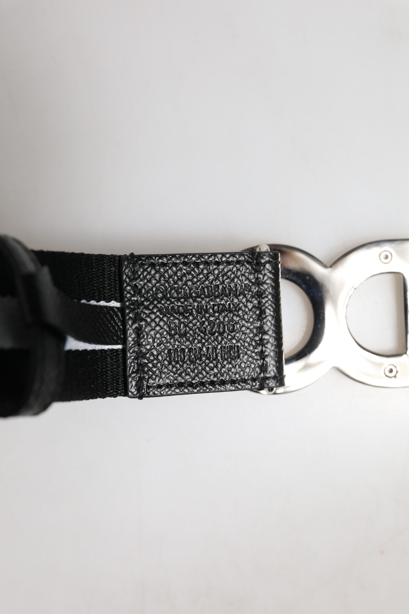 Cinturón Dolce & Gabbana de algodón negro con hebilla dorada y logotipo DG - Imagen 5