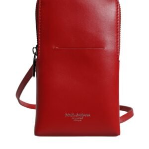 Bolso bandolera de cuero rojo Dolce & Gabbana con correa para el cuello