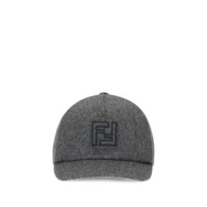 Gorra de béisbol de lana gris Fendi