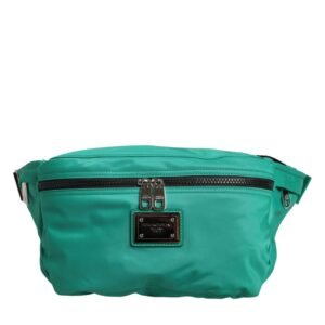 Riñonera de nailon con placa del logotipo verde de Dolce & Gabbana para hombre