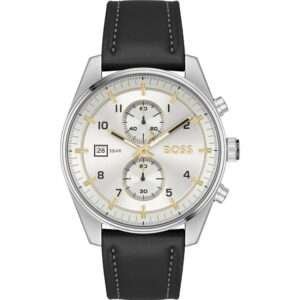 Reloj de vestir de cuero negro Hugo Boss