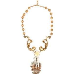 Collar con colgante barroco de querubín de cristal cerámico dorado de Dolce & gabbana