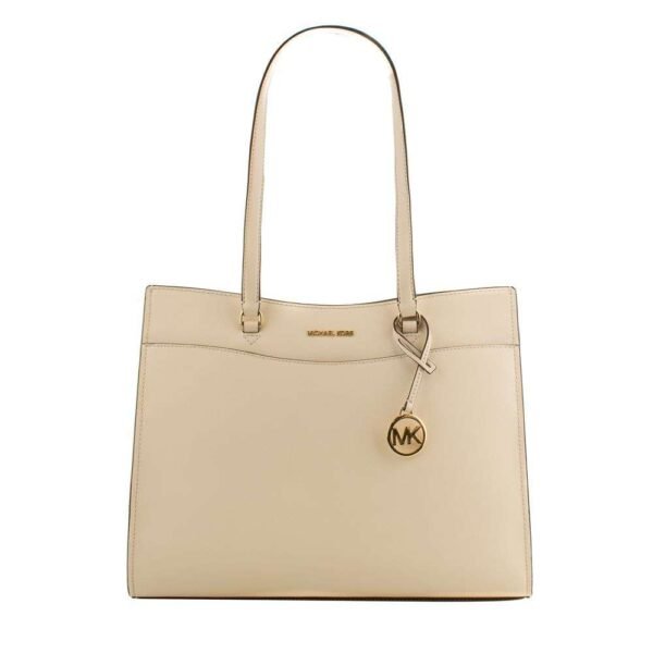 Bolso tote de piel beige