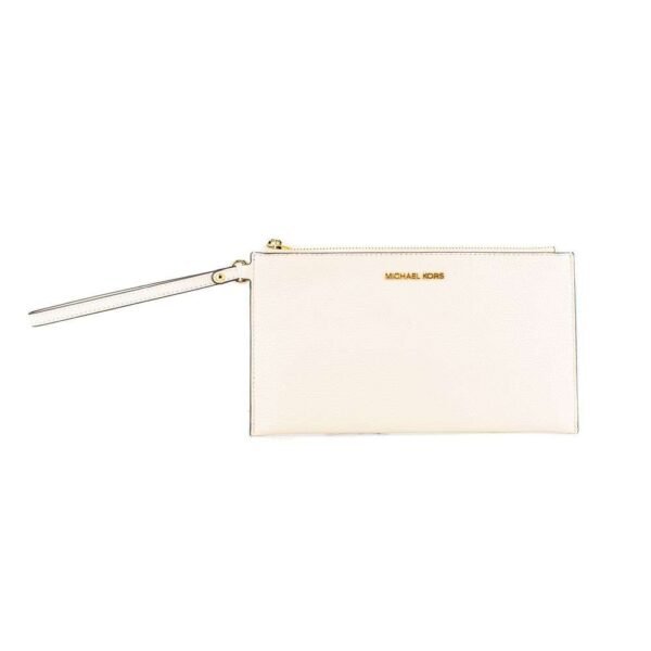 Bolso de mano de piel beige