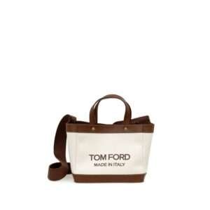 Bolso tote de algodón beige de Tom Ford