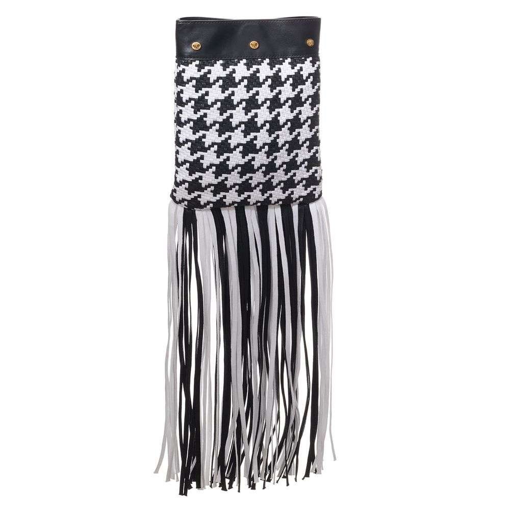 Black And White Leather And Textile Shoulder Bag - Imagen 3