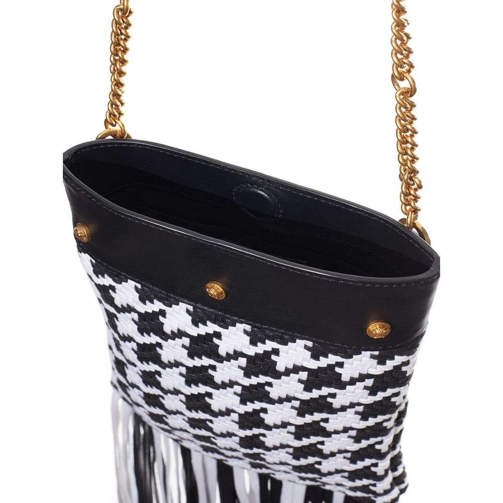 Black And White Leather And Textile Shoulder Bag - Imagen 5