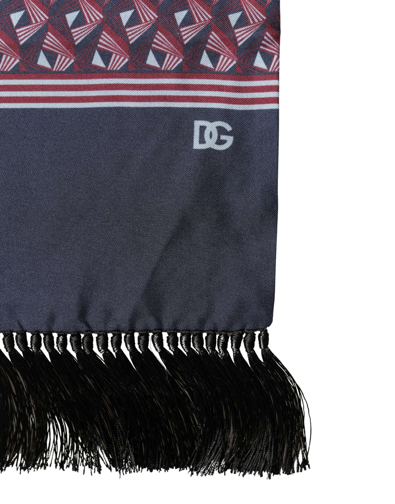 Multicolor Geometric Pattern Silk Fringe 142cm X 15cm Scarf - Imagen 3