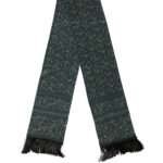 Green Silk Floral Pattern Fringed 135cm X 16cm  Scarf