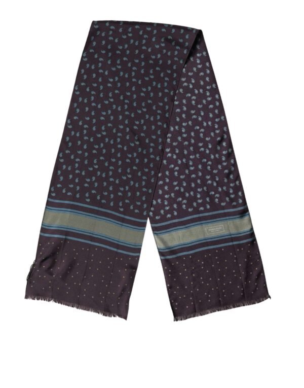 Men Scarf Maroon Patterned Silk Neck Foulard 132cm x 33cm